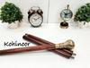Walking Cane: Brass Flower Handle, Foldable Wooden Stick