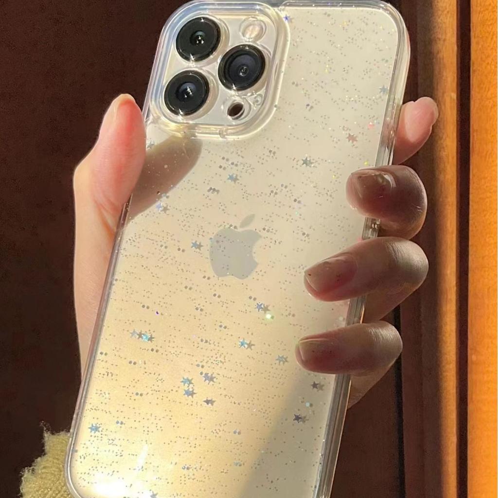 The Same Glitter Star Case Is Suitable for iPhone 17 Pro Max, Apple 16, 15 Transparent, 14 for Women, 13