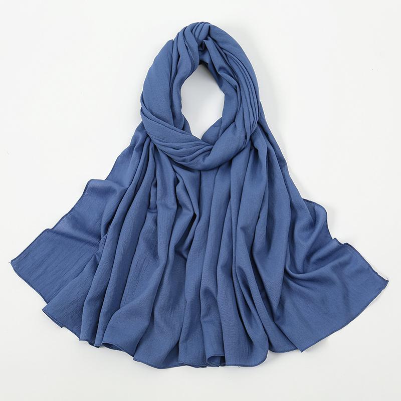 New Muslim Hijabs For Women Scarf Plain Long Shawls Femme Musulman Soft Crinkle Cotton Headscarf Wraps Islamic Turban Headband