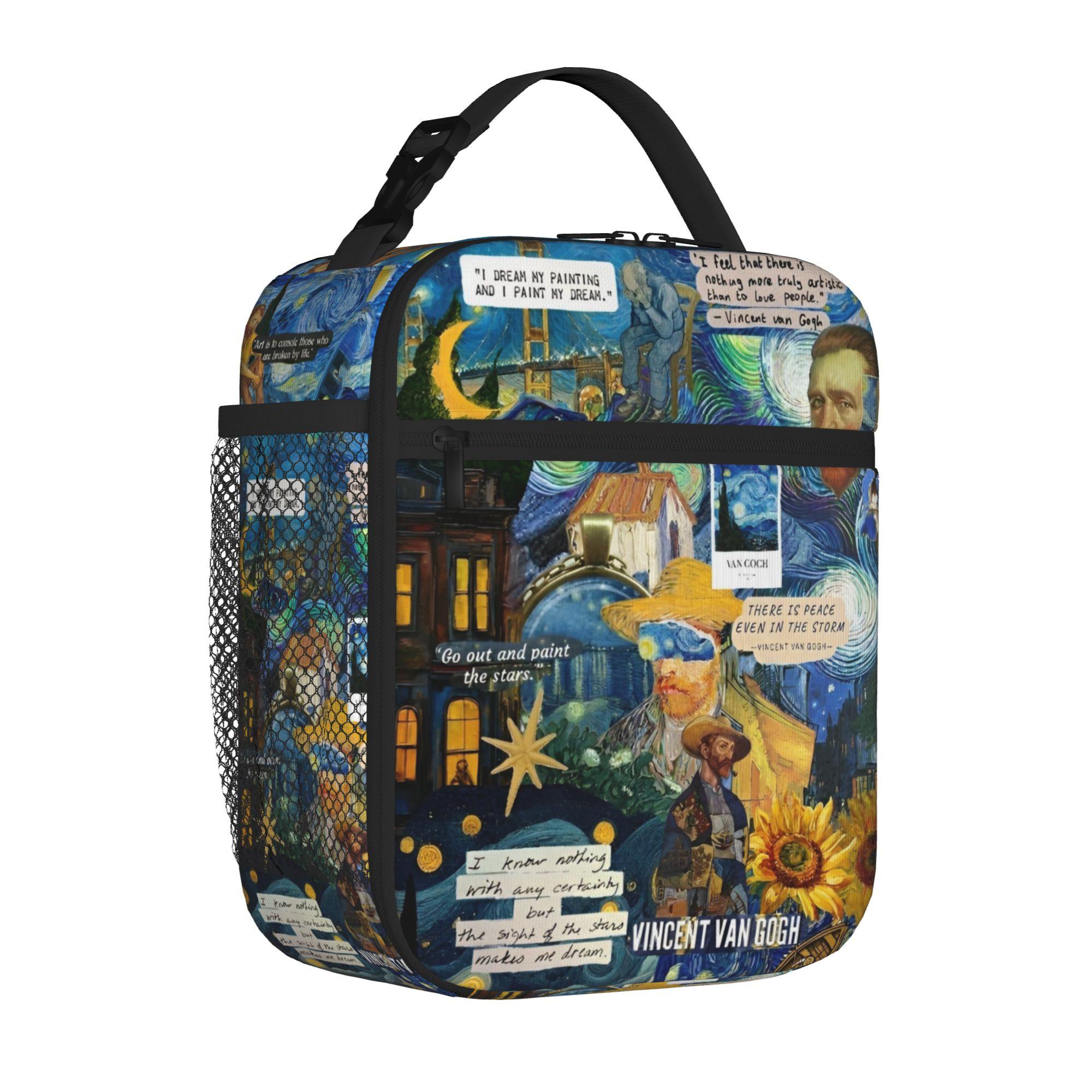 Van Gogh Art Oil Paintings Insulated Lunch Tote Bag Sunflowers Starry Night Portable Thermal Cooler Large Capacity Bento Bags One Size