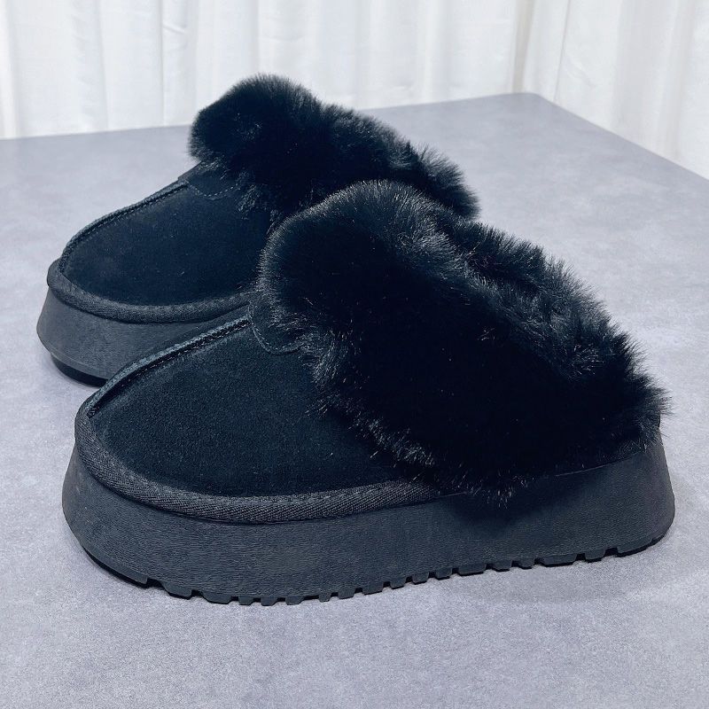 Thick-soled snow boots slippers women's autumn and winter new muffin bottom bag head heightened hairy drag thickened velvet outer wear