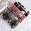 Plaid scarf women's atmosphere warm new dry rose powder autumn and winter white soft fringed shawl scarf