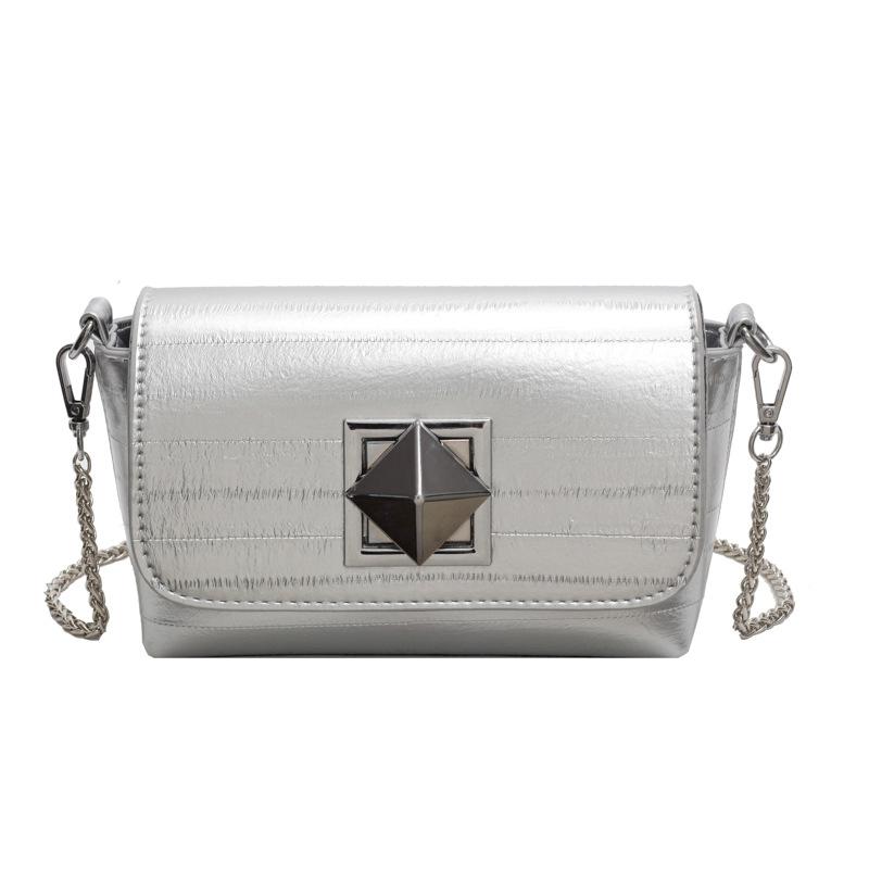 

Versatile messenger bag women s new fashion chain shoulder bag high-end high-value shoulder small square bag срібний