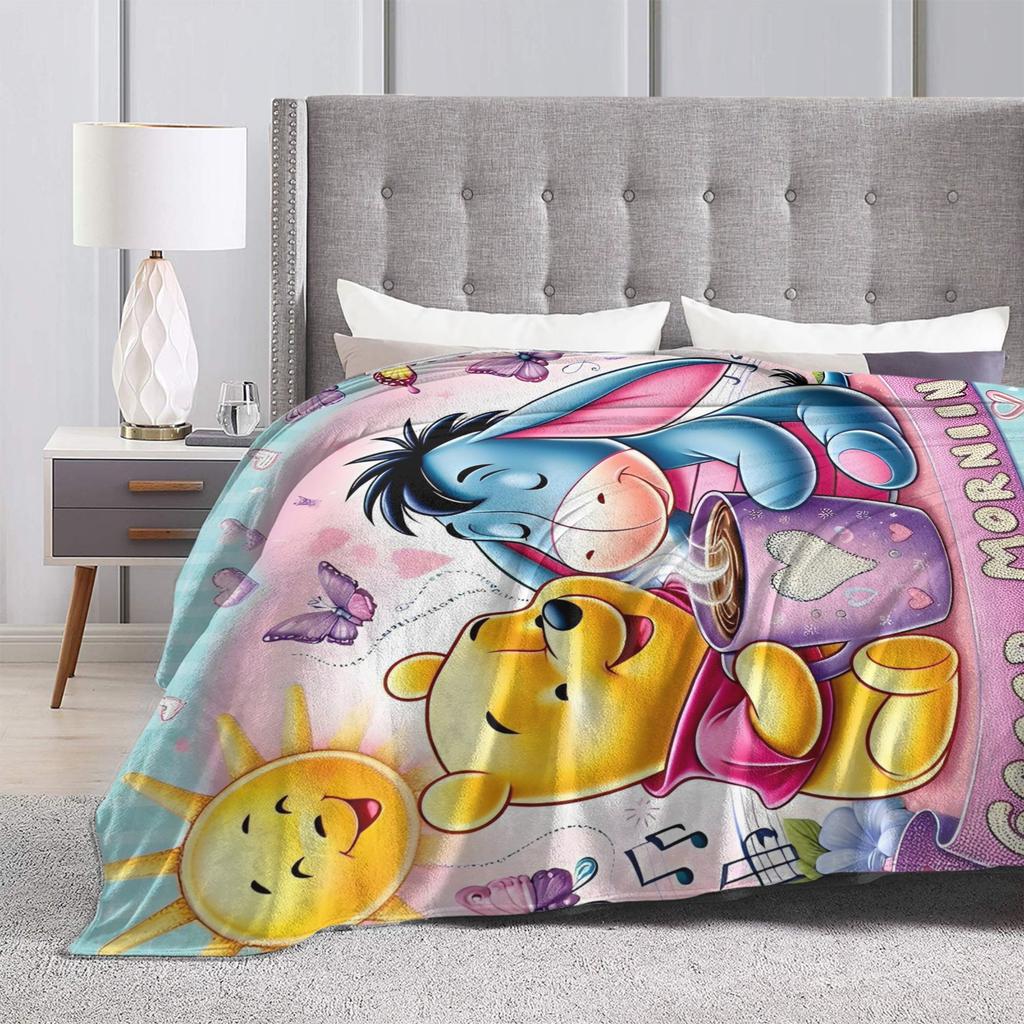 Winnie-the-Pooh Eeyore Blankets Fleece Summer Air Conditioning Cartoon Lightweight Thin Throw Blankets for Home Car Rug Piece