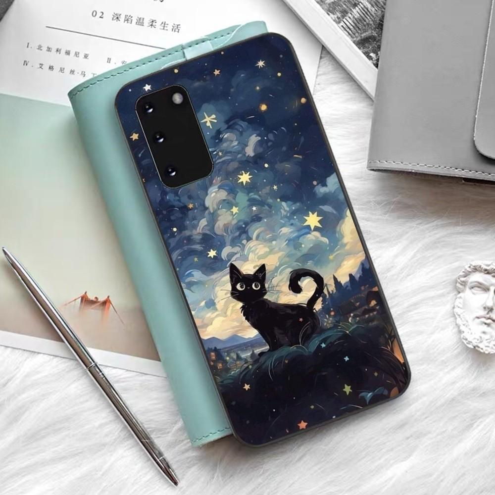 Starry Sky Cat Phone Case For Samsung S 9 10 20 21 22 23 30 23 24 Plus Lite Ultra FE S10lite Fundas
