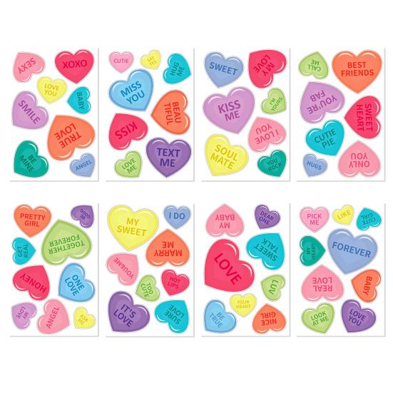 8 Sheets/Set Love Heart Window Cling PVC Reusable Colorful Valentine's Day Heart Shaped Electrostatic Glass Cling Decoration Sticker Decal Kit
