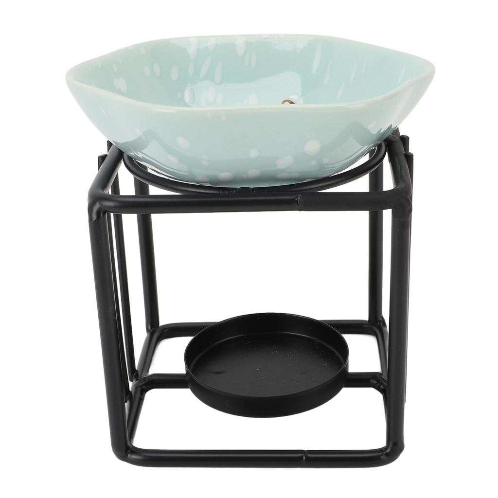 Kube Jernkunst Aromaterapi Brenner Sett Metall Eterisk Olje Brenner Keramisk Telysholder Olje