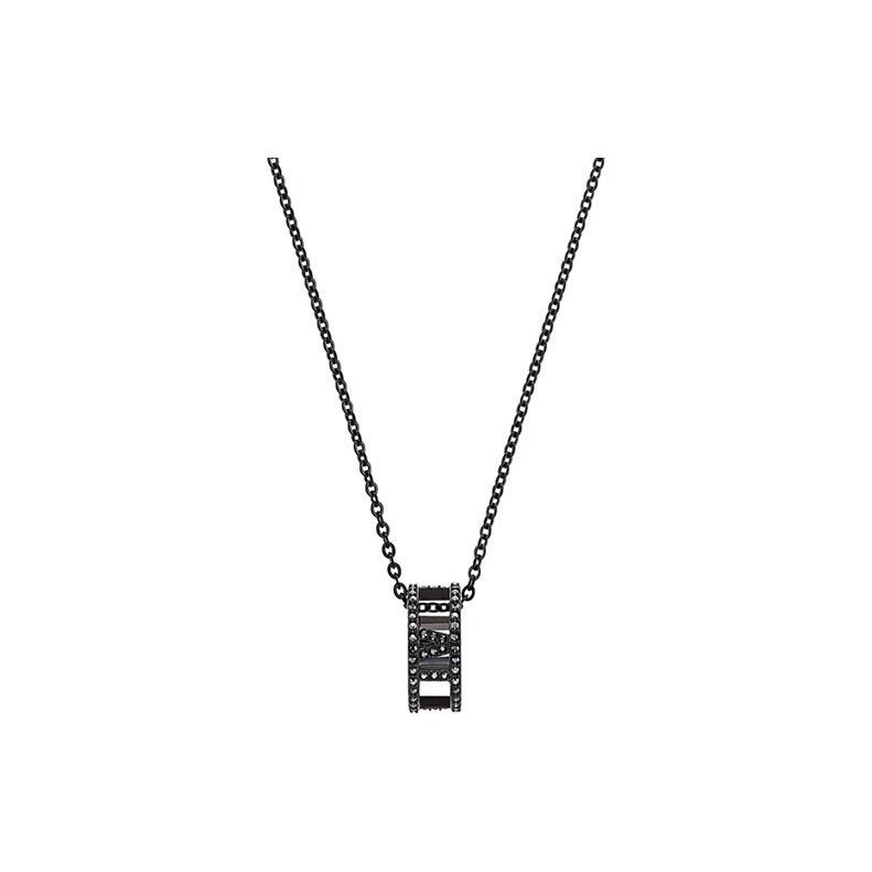 Swarovski My Hero Sw Black Carbon Texture Geometric Ring Pvd Coated Necklace Men necklace 5499572 Box (Random Color)