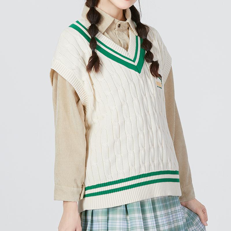 Puma Sweater Vest Striped Knit Women Vests Off-White 537969-65