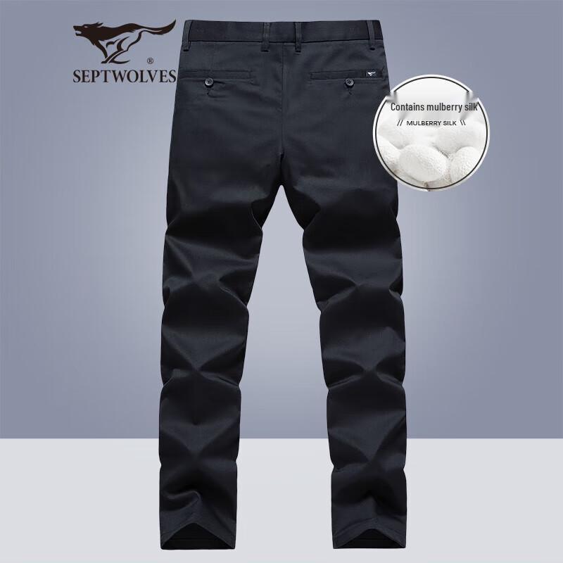 Septwolves Men s Silk Blend Business Casual Straight-Leg Pants 34