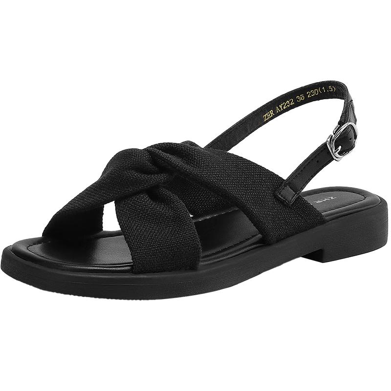 ZHR Women s Casual Flat Cross-Strap Beach Sandals AY232 37