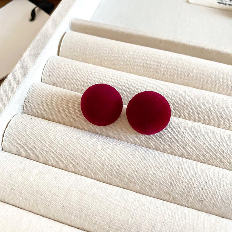Silver Needle Ankara Red Geometric Stud Earrings Female Korean Ins Fashion Design Earrings High-end Exquisite Earrings