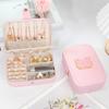 PVC Letter Leather Portable Jewelry Box Double Earrings Earrings Ring Jewelry Storage Box