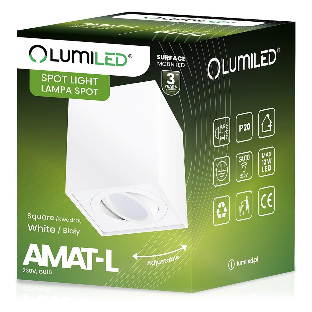 Surface-Mounted Halogen Spot Tube Movable Luminaire Amat-L Gu10 Square White
