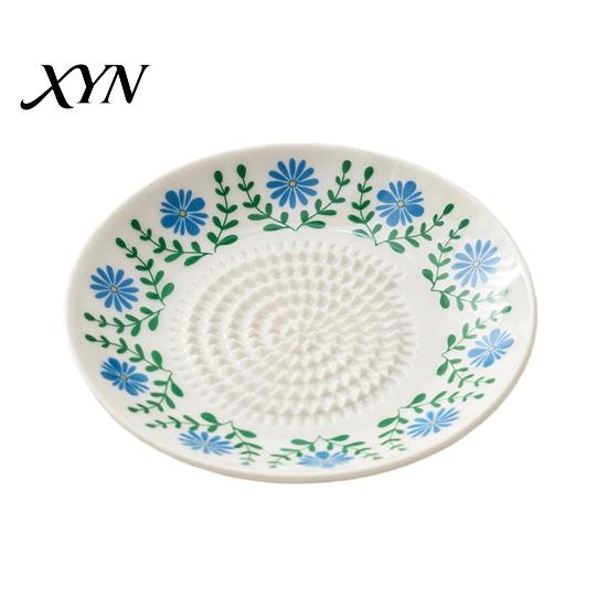Multifunctional Garlic Dish Ceramic Grinder, Multi-Functional Grating Plate, Manual Ginger Grater Plate Zester Bowl, All-in-One Prep Mixing