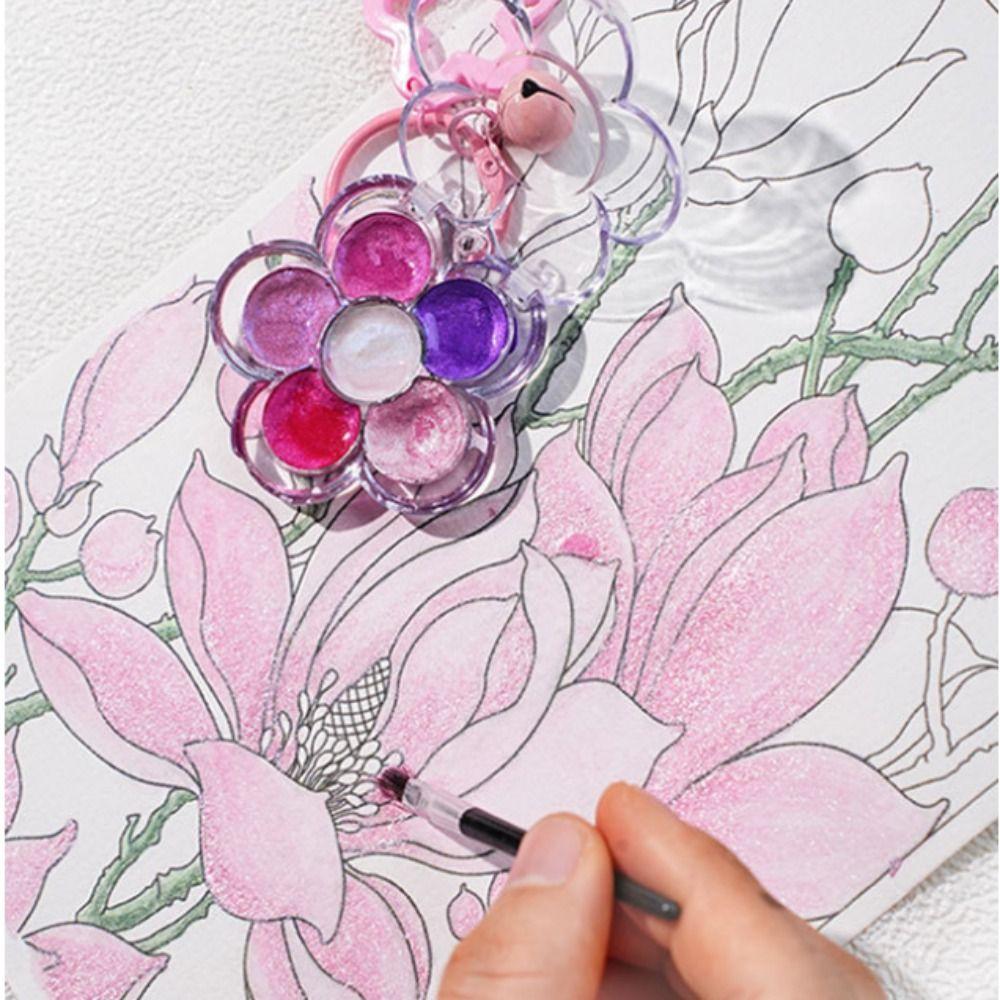 Decorative Flower Paint Box Keychain Multicolour Portable Keychain Creative Color Box Bag Pendants
