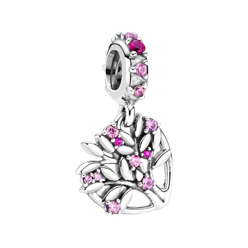 Pink Flowers Series Charm Beads Daisy Flower Clip Cherry Blossom Rose In Bloom Fit Original Bracelets Diy Jewelry Gifts