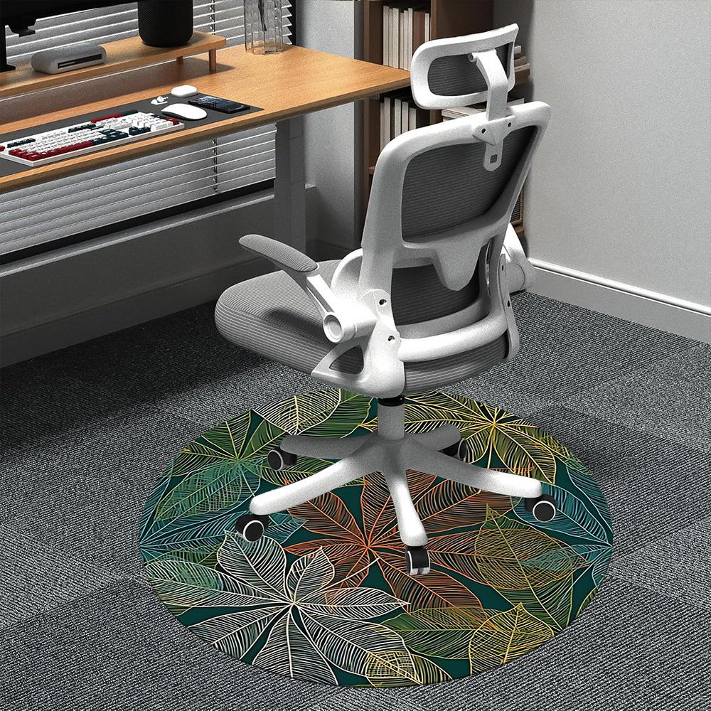 1pc Tropical Leaves Office Round Area Rug, Indoor Mat Suitable ForOffice, Under Office Chairs Bedroom Living Room Home Decor D010