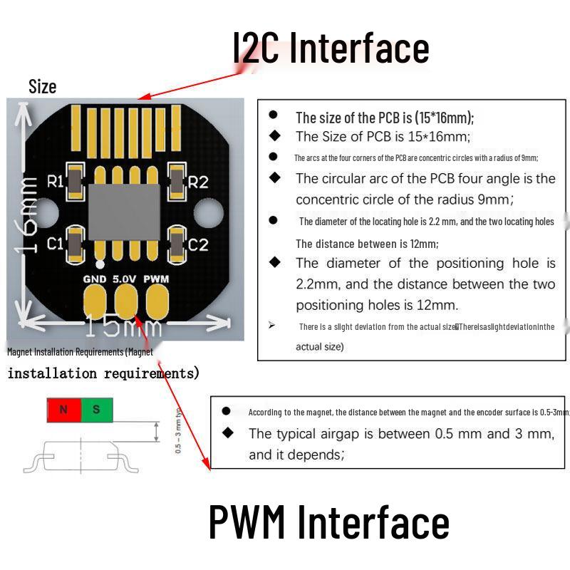 AS5600 Magnetic Encoder Servo Motor with PWM/I2C Interface for Gimbal Brushless Rotation