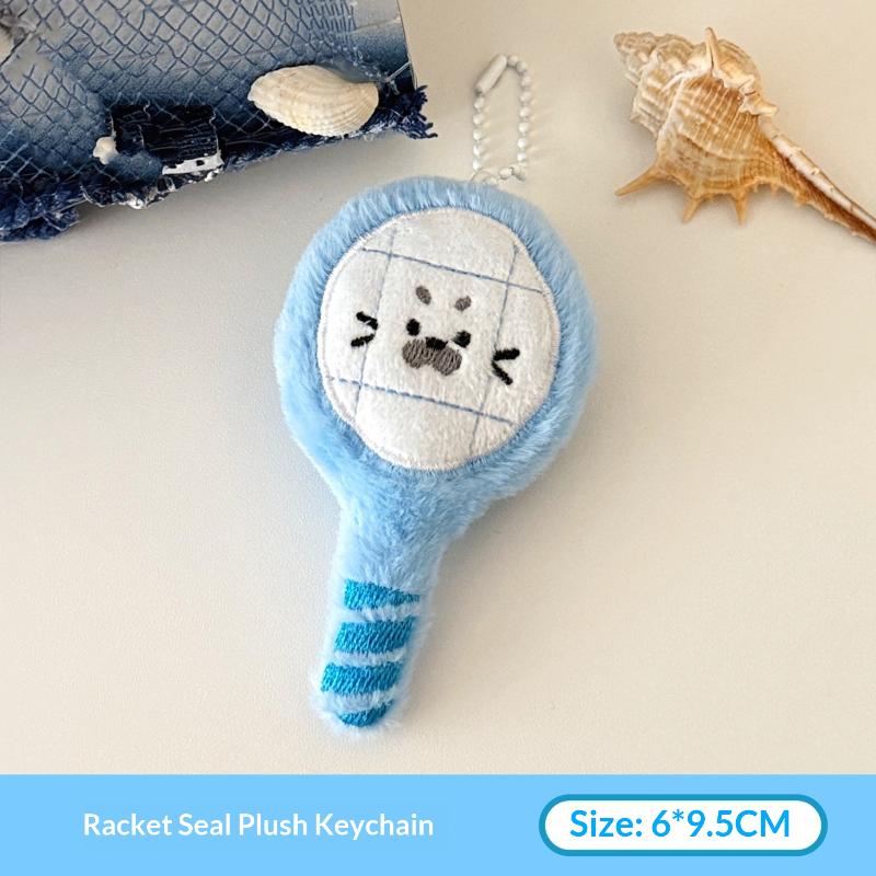 Seal Plush Pendant Stuffed Animal Keychain Cartoon Racket Seal Creative Ornament for Handbag Backpack Charm