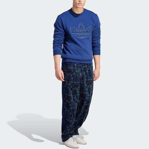 Adidas Originals Printed Vintage Athletic Crewneck Sweatshirt for Men, Dark Blue