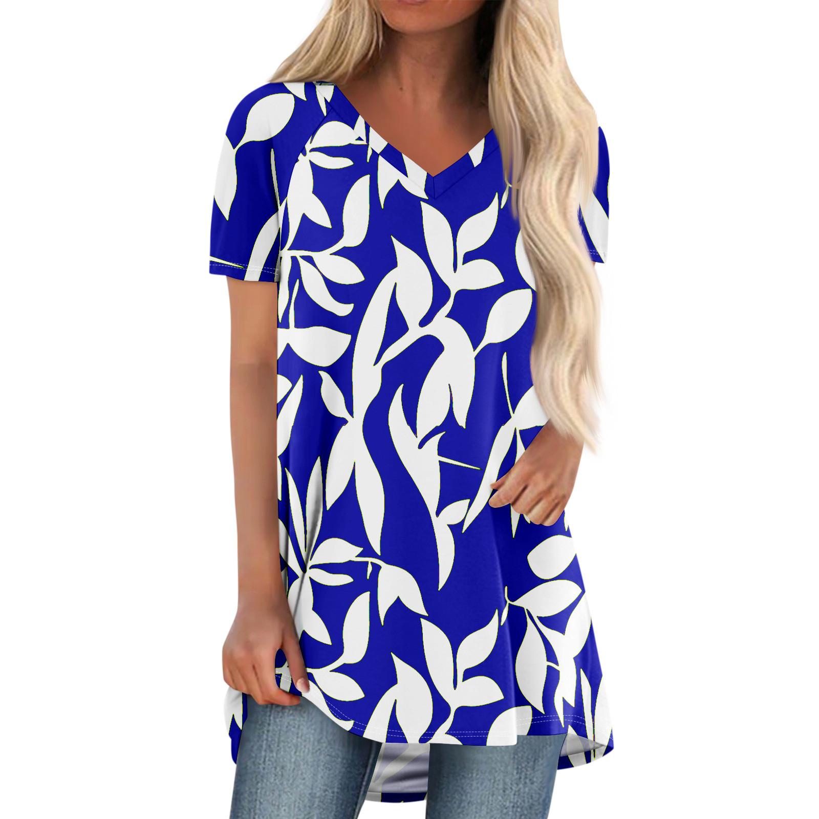 

Ladies Short Sleeve Pleated Loose Tops Plus Size Casual Tops V Neck Short Sleeves Casual Summer T Shirts Ladies Tops T Shirts Shirts XL