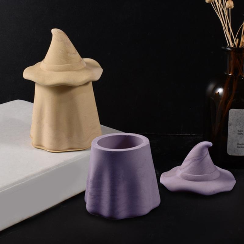 Witch Hat Shape Silicone Molds for Unique Candle Holder and Trinkets Box Creation Soft Moulds Easy Demolding Moulds