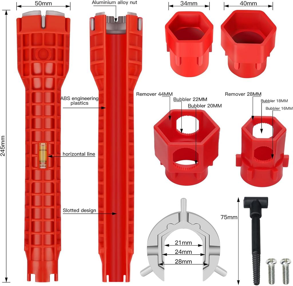 14 In 1 Faucet and Sink Wrench   Multifunctional Plumbing Wrench for Bathrooms Toilets Kitchens Sinks