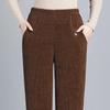 Women's Corduroy Straight-Leg Pants with Velvet Lining – Loose Fit for Autumn and Winter