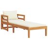Vidaxl Sun Lounger with Cream Cushion, Solid Acacia Wood