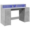 VidaXL Desk and LED Lights Concrete Grey 140x55x91cm Engineered Wood, Work Desk, Study Desk, Office Desk At 3309423