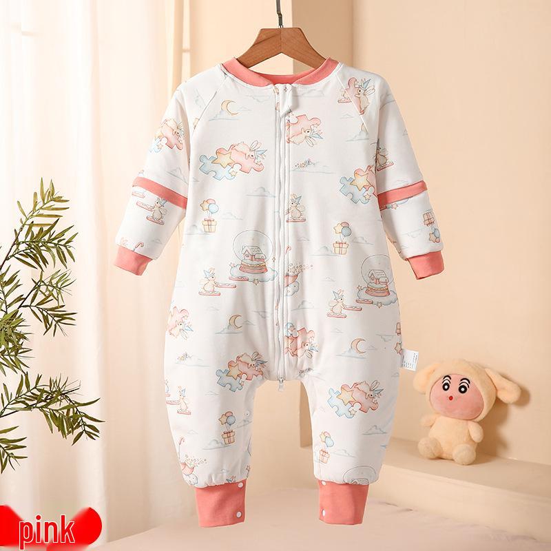 

Baby Cotton Split-Leg Sleeping Bag – Year-Round Knitted Pajamas for Infants 90 cm рожевий