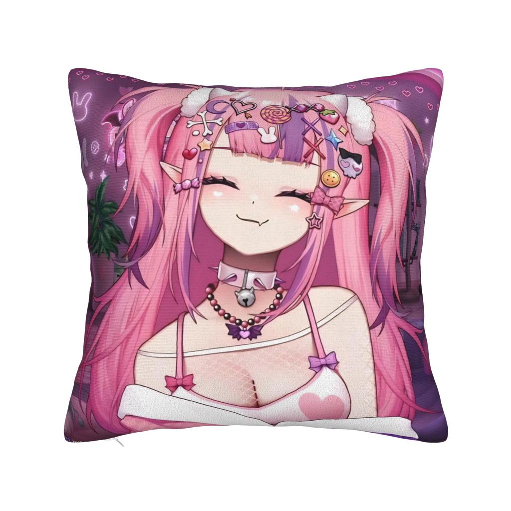 Ironmouse Neon Heart Frame With Devil Square Pillow Case Cute Vtuber Girl Cushion Cover Decor Pillowcover For Home 45X45Cm