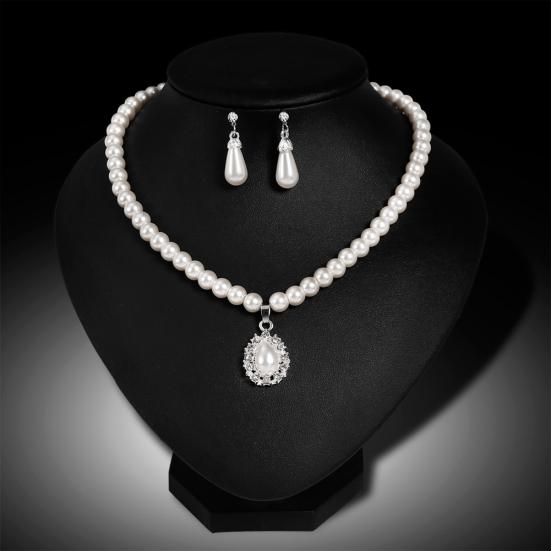 Royal Style Princess Imitation Pearl Teardrop Pendant Elegant Necklace Earrings
