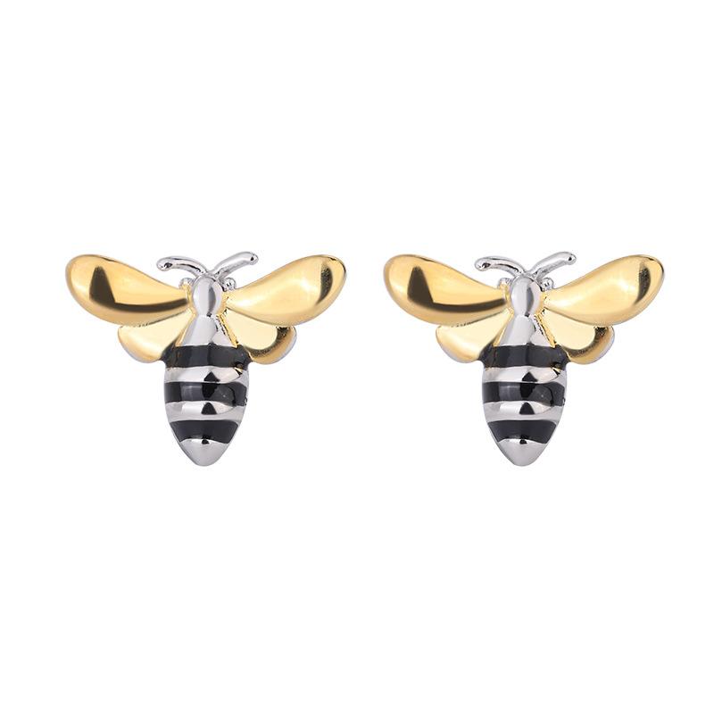 New Fashion Beautiful Colorful Bee 925 Sterling Silver Female Sweet Personality Exquisite Temperament Stud Earrings  TYB215