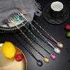 32cm Long Handle Cocktail Spiral Stirring Spoon Fork Stainless Steel Whiskey Stirring Stick Cocktail Shaker Bar Accessories