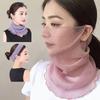 1 Piece Sun Protection Hanging Ear  Summer Scarf Mesh Headband Fashion Face Cover Masks Women Silk Bib Neck Cover