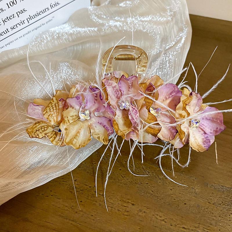 

Super fairy feather butterfly flower hairpin niche personality vacation style shark clip fashion back head hair accessories woman