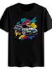 T-shirt A Colorful Striped Print for Sports Cars