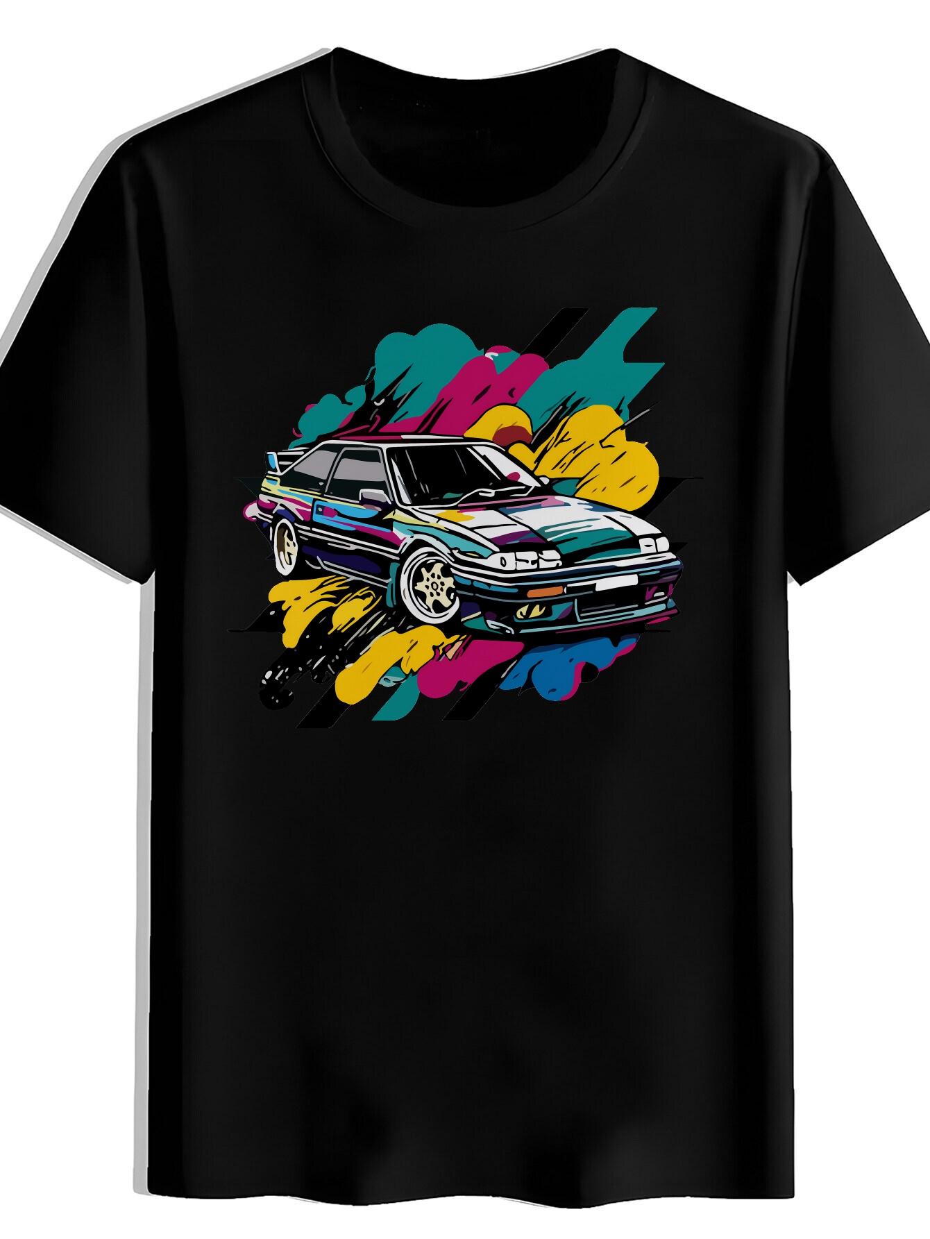 T-shirt A Colorful Striped Print for Sports Cars L