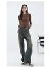 2025 Autumn/Winter Distressed High-Waisted Straight-Leg Women's Wide-Leg Jeans