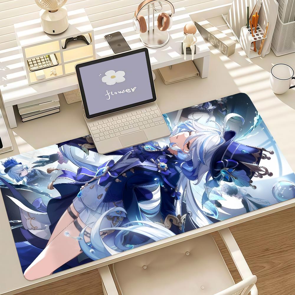 Game Genshin Impact Furina Mouse Pad Anti Slip Rubber Edge Locked Thickened Laptop Gaming Desk Mat