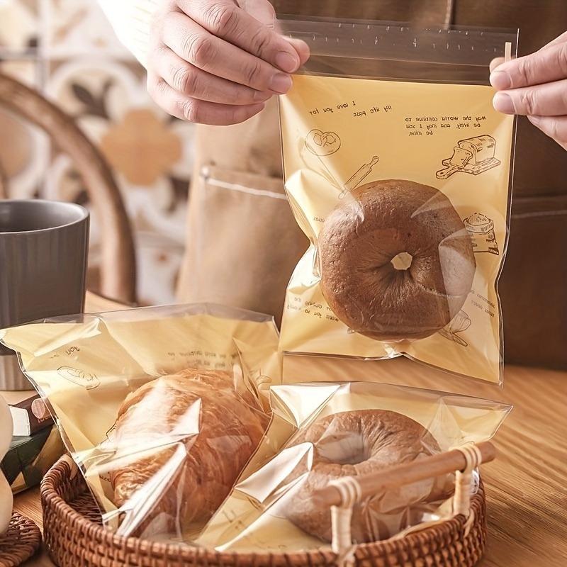 50 Stück Selbstklebende Versiegelungs-Brotbeutel Back-Lebensmittelverpackungsbeutel für Croissants, Kekse, Plätzchen, Sandwiches, Gebäck, Küche