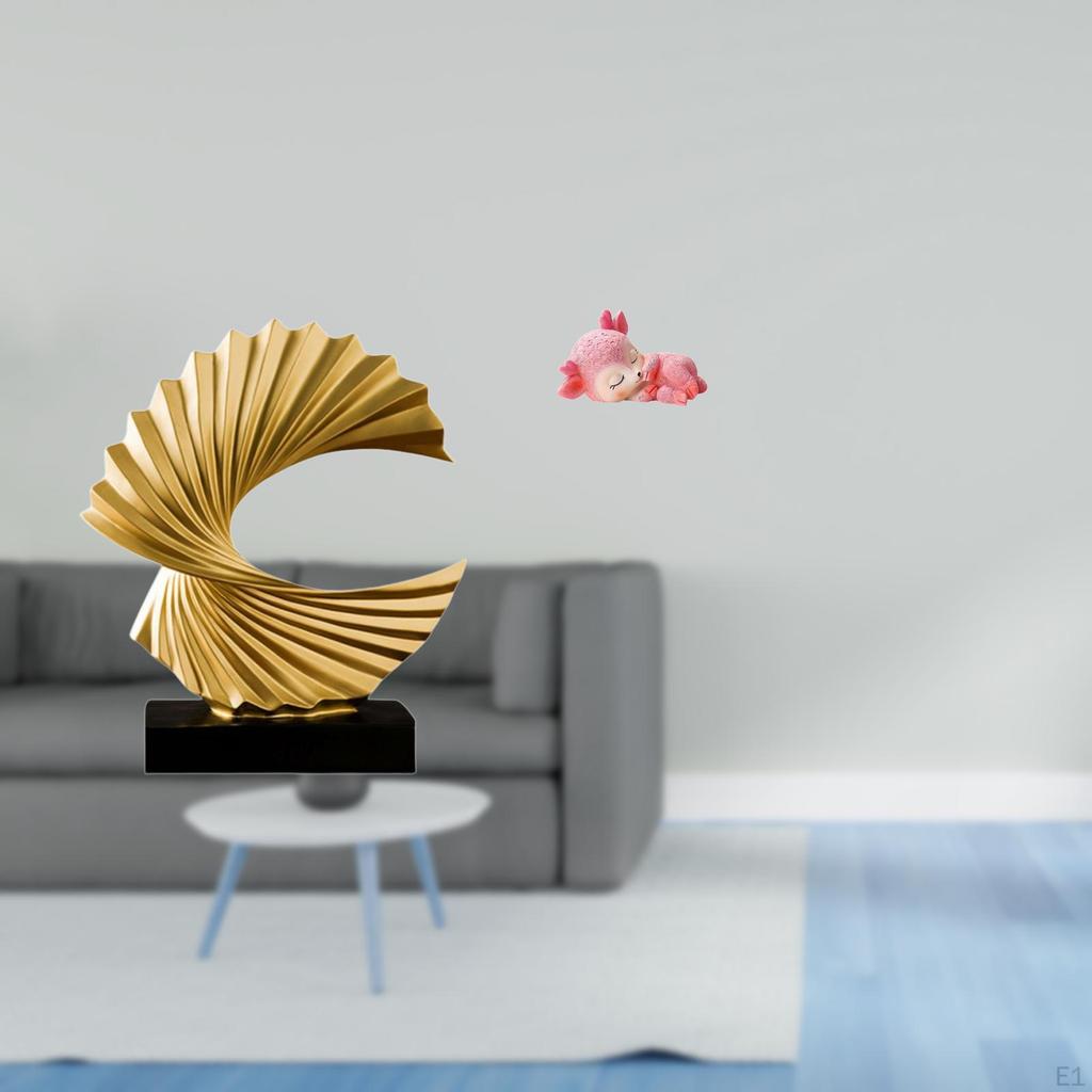 Wave Deer Resin Statue Abstract Sculpture Figurine Delicate Artwork Tabletop Ornament for Bedroom
