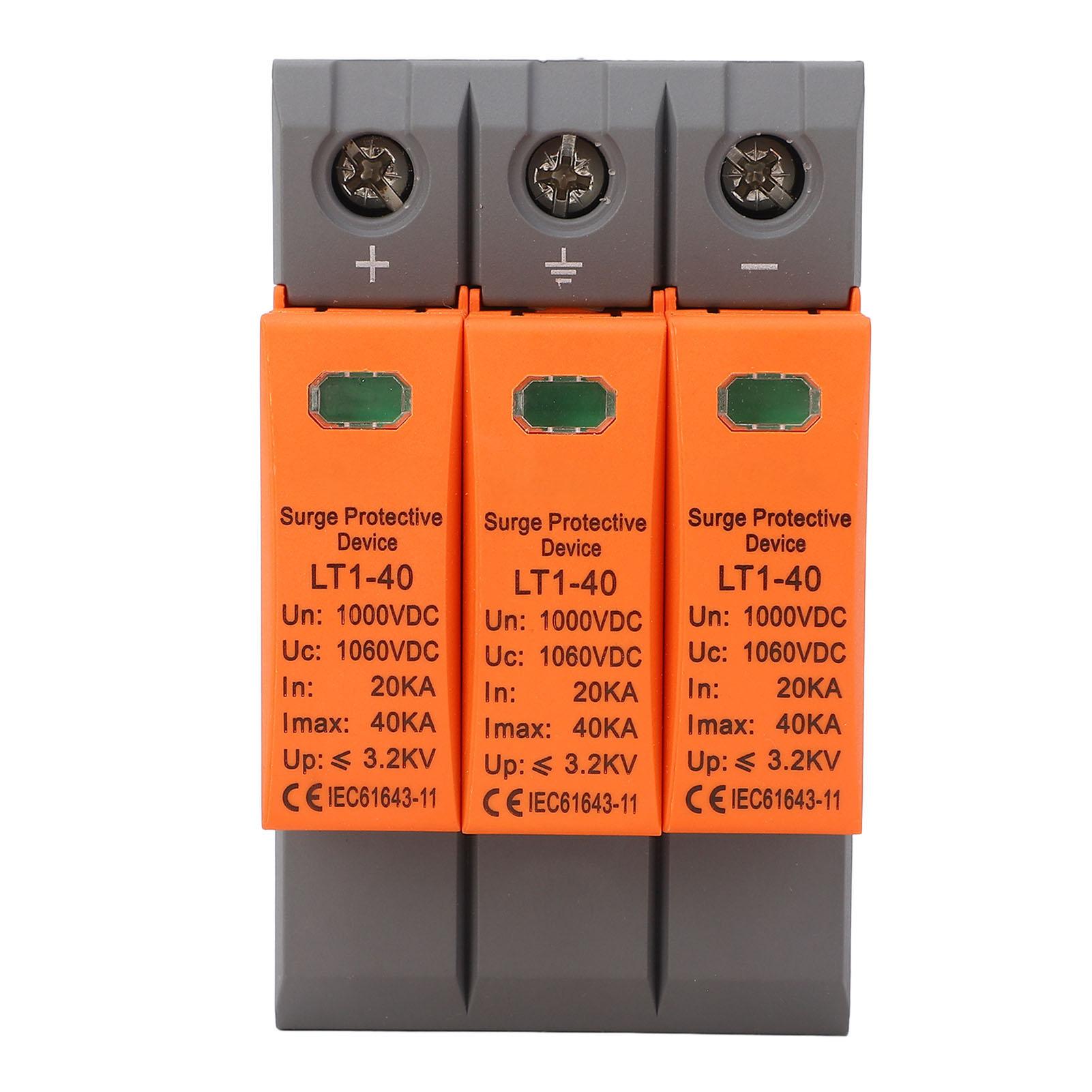 

Захисник від імпульсних перенапруг постійного струму 3P Кріплення на рейку 35 мм Обмежувач Захисний пристрій для фотоелектричної системи