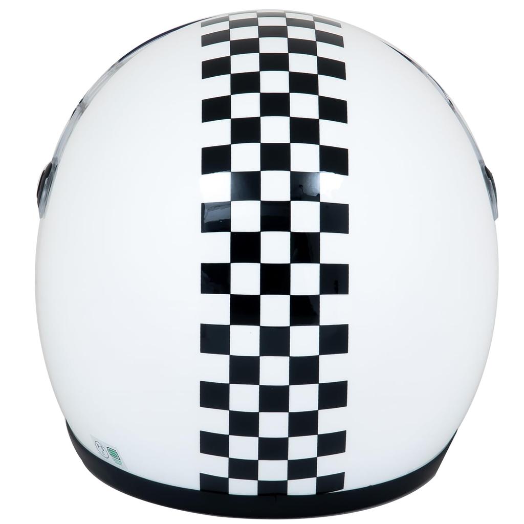 Motobowatt BB Motorcycle Helmet Small Jet with Rotating BB Shield Free Size White/Check (58-60cm)