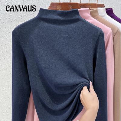 Осінньо-зимова жіноча сорочка з нижньою частиною Dralon, тепла напівводолазка, з довгими рукавами, подвійна оксамитова внутрішня частина