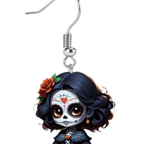 Halloween Witch Earrings Earrings, Gothic Drop Lightweight Acrylic Pendant Anti-rust Alloy for Women Girls Day of The Dead Accessories Retro