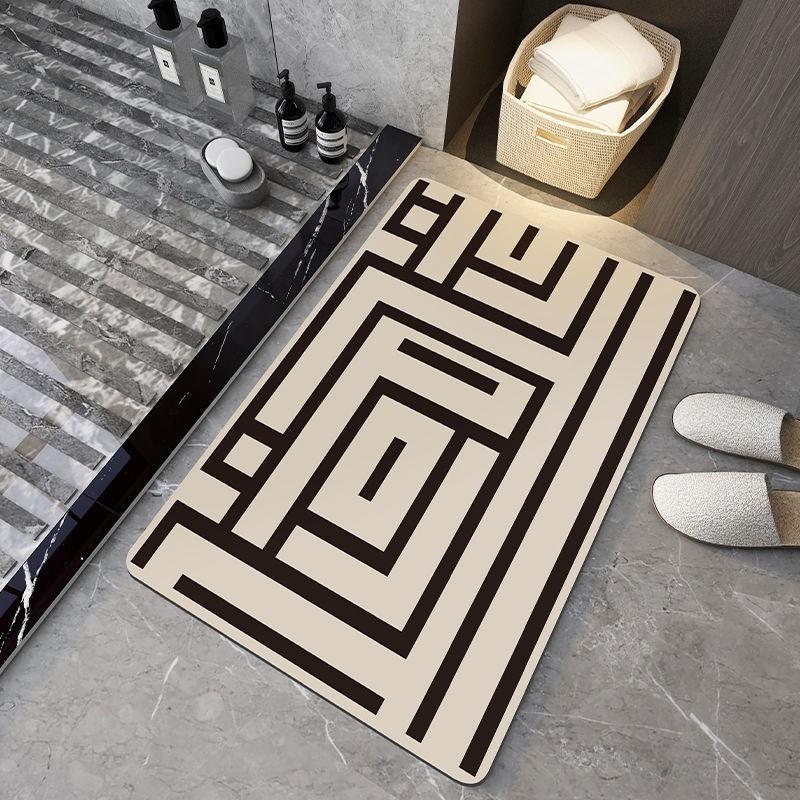 Modern Minimalist Diatomaceous Earth Bath Mat Non-Slip Absorbent Floor Bathroom Shower Area