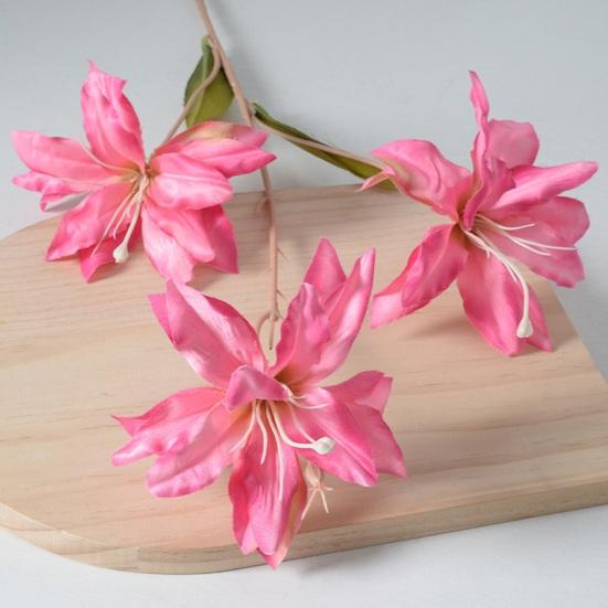 3 Heads Artifical Lily Flowers Full Blooms Fake Real Touch Flower Bouquets for Wedding Party Decor Home Table Centerpiece